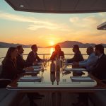 lucid-origin_business_professionals_yacht_meeting_sunset_luxury_16_9-6