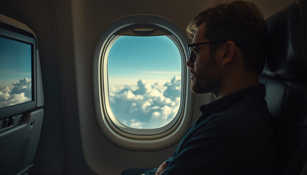 lucid-origin_man_seated_jet_window_looking_at_clouds_calm_16_9-5