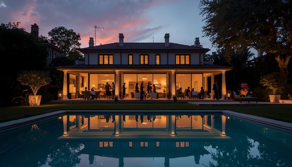 lucid-origin_elegant_social_gathering_villa_sunset_soft_light-6