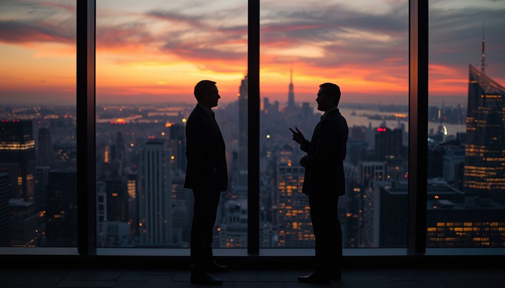 lucid-origin_two_executives_conversation_window_skyline_sunset_16_9-5
